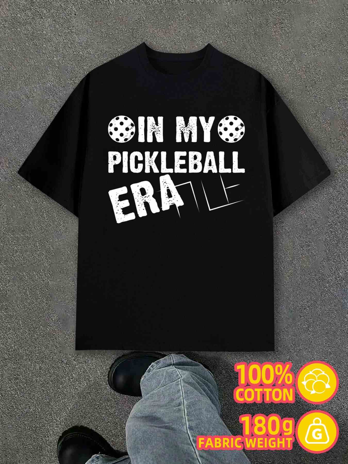 

T-Shirt Y2K Pickleball Era Cotton Tshirts Black Regular Fit 3XL