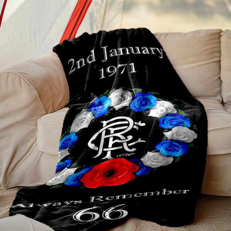 1pc Comfortable Home Print Throw Blanket, Rangers FC Blanket For Bed and Sofa Use, Special Present For Family