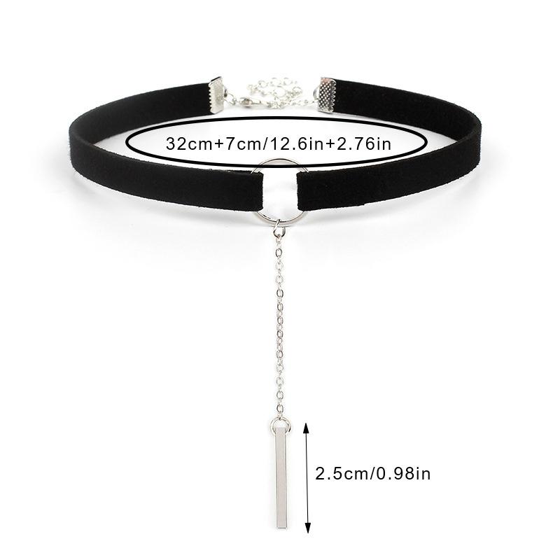 Colier Guler Punk Negru Maro Piele Nouă Modă Pentru Fete Femei Pandantiv Rotund Geometrie Guler Colier