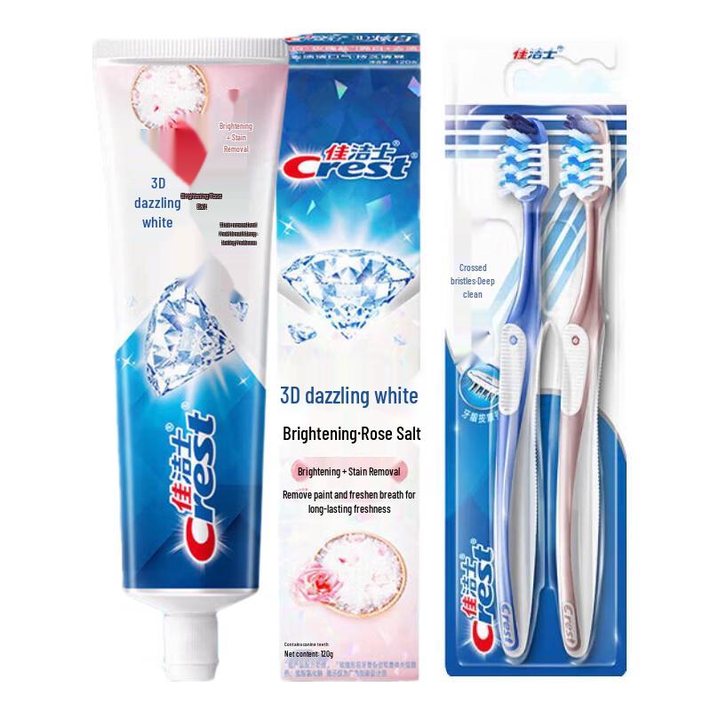 Crest 3D White Rose Salt Toothpaste & 7-Effect Toothbrush Bundle