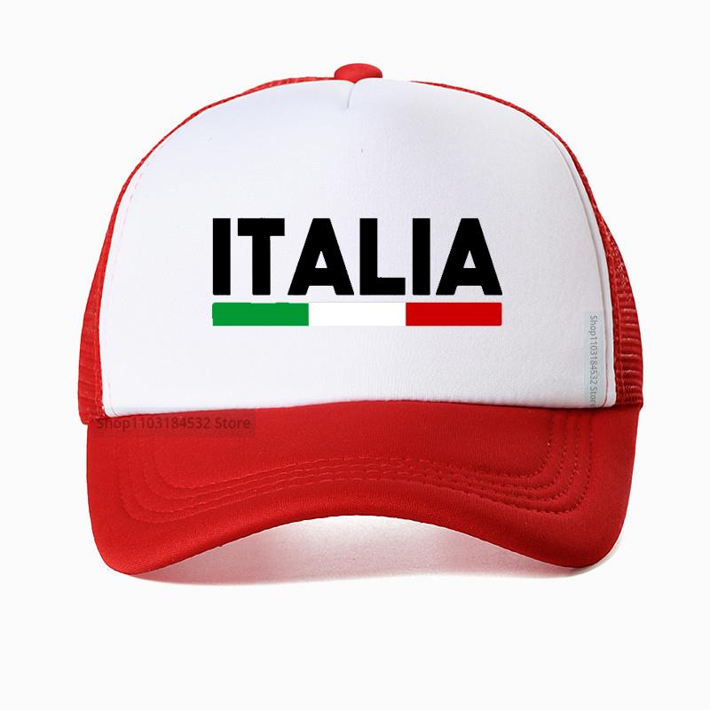 Italia Italia Bandiera Italiana Cappellino da Baseball Unisex Regolabile Snapback Classico Rete Traspirante Cappellino da Trucker Visiera da Esterno