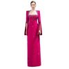 Evening Gown with Heavy Beading and Slit Sleeves - 2025 European & American Celebrity Fashion, Square Neck, Long Dress