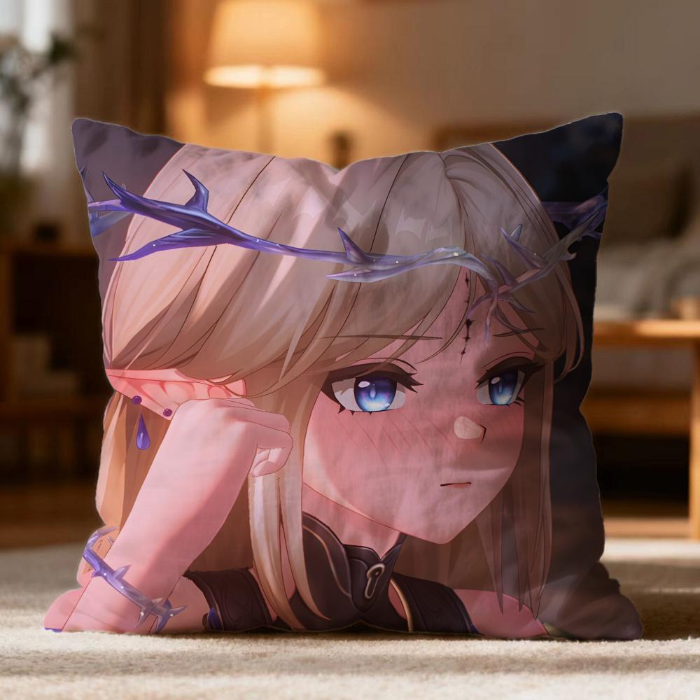 Hot CCartethyia Wuthering Waveser Cushion Cover Soft Washable Pillow Case Multi-Scene for Couch Bed Travel Office Use