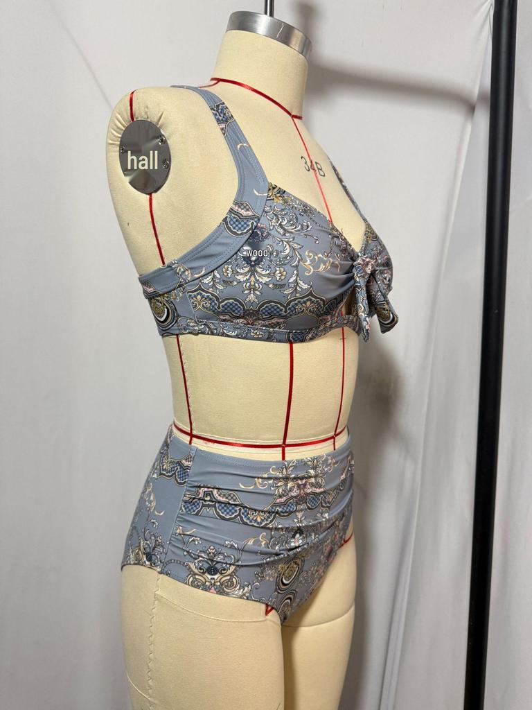 Europäisch-Amerikanischer Blumenprint Push-Up Bikini Badeanzug - Sexy Schlankmachendes Zweiteiler für Damen