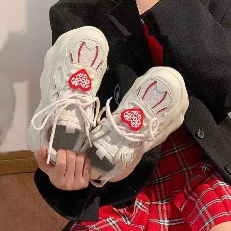 Love Dad Shoes 2025 Autumn Internet Celebrity Dopamine Platform Women's Shoes Spot Leisure Sports Student White Shoes
