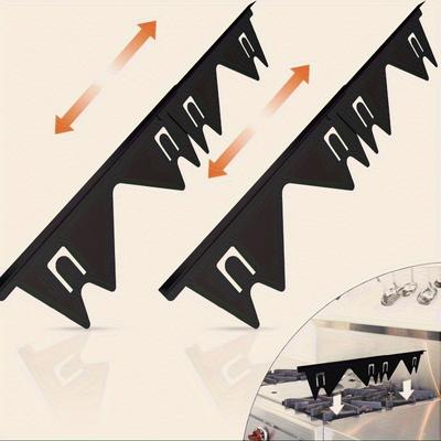 Heat-Resistant Stove Gap Covers, 2pcs Black Stainless Steel. Easy Clean, Expandable 13.8-27.5", Seamless Fit for Kitchen Stove.