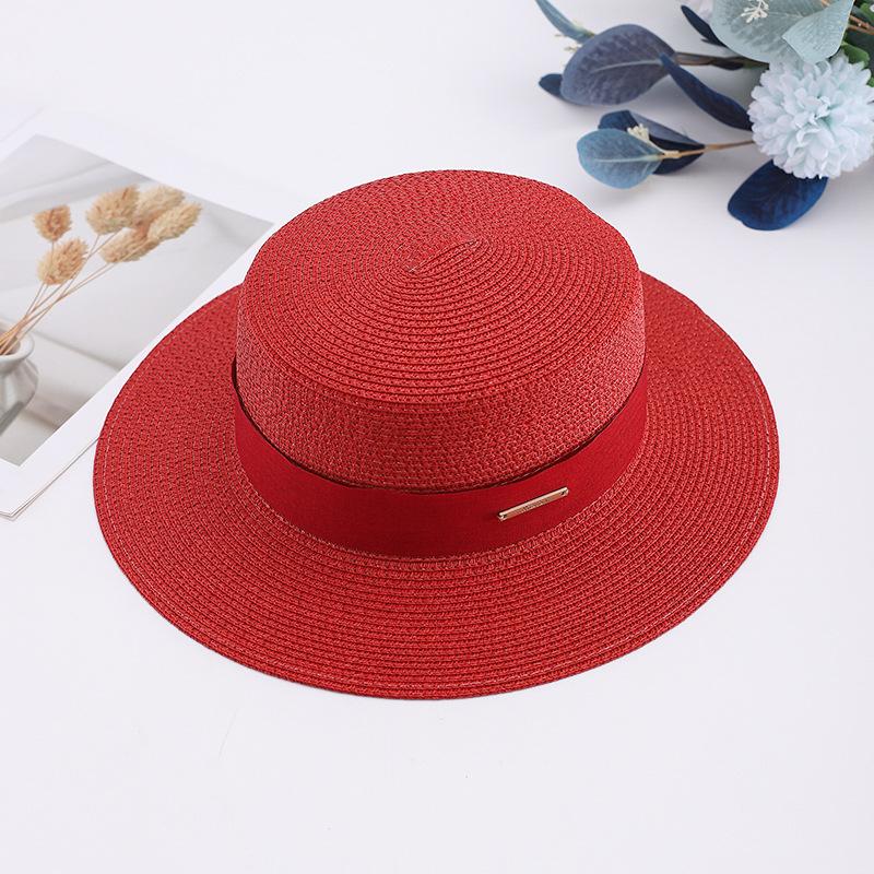 Internet celebrity French retro flat top straw hat summer travel sun hat manufacturer