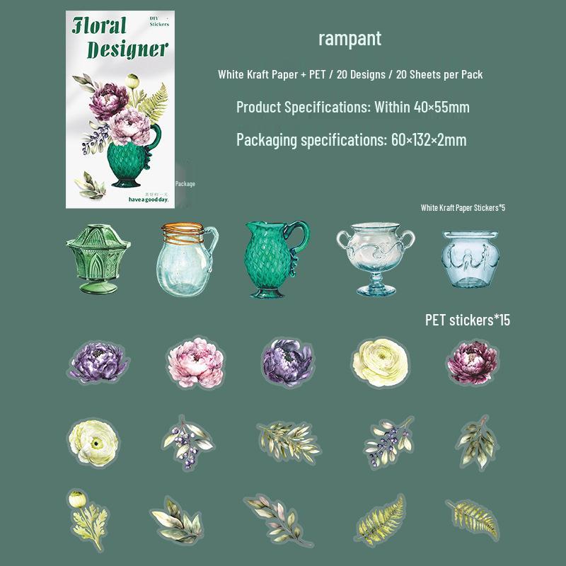 Retro Floral DIY Journal Stickers: 6 Beautiful Styles