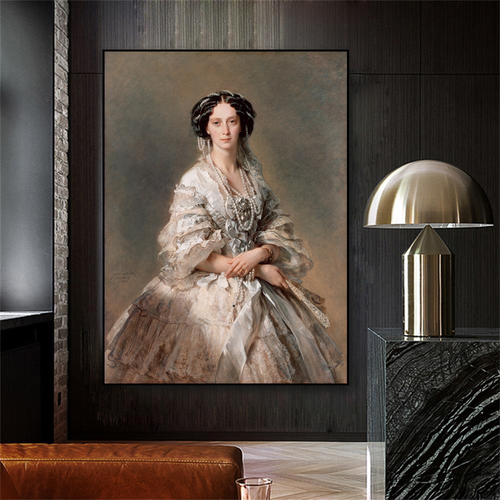 Classical Oil Painting Poster Maria Alexandrovna Prints Winterhalter Canvas Painting Large Vintage Home Room Gallery Decoration