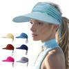 Sun Hat Wide Brim UV Protection Ponytail Hat Pleated Design Elastic Fit Empty Top Hat Summer Beach Travel Outdoor Sports Hat