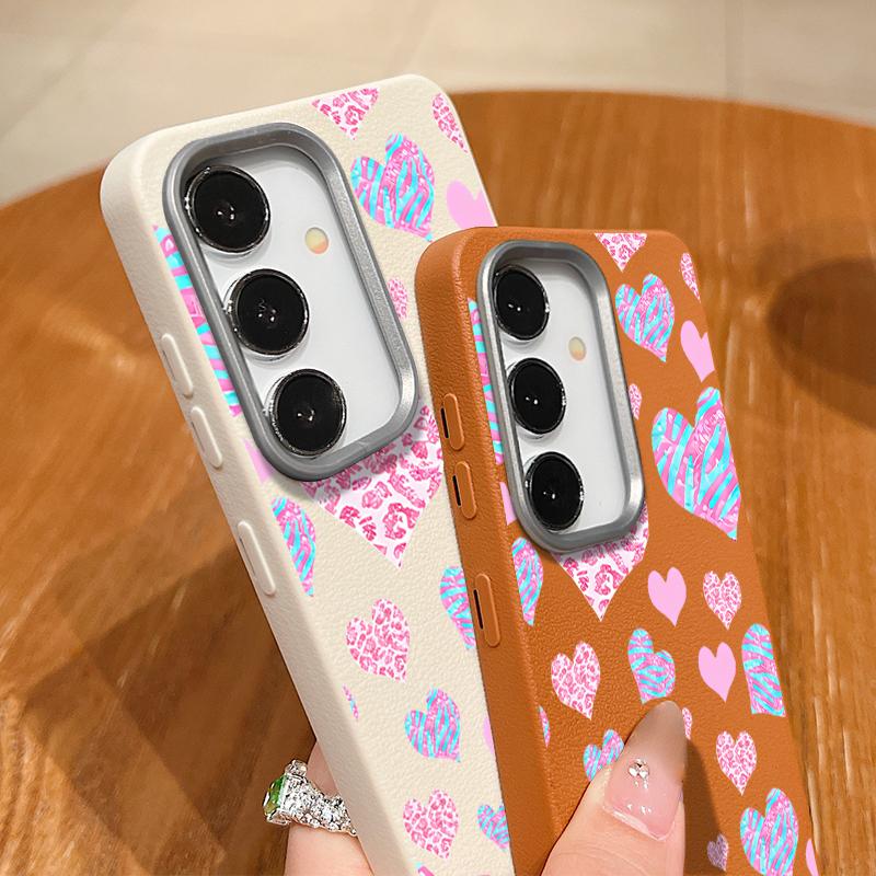 Cute Pink Love Hearts Case For Samsung Galaxy S25 Ultra Capa S24 Ultra S22 Ultra S23 Plus S21 FE S20 5G Magnetic Soft Case Cover
