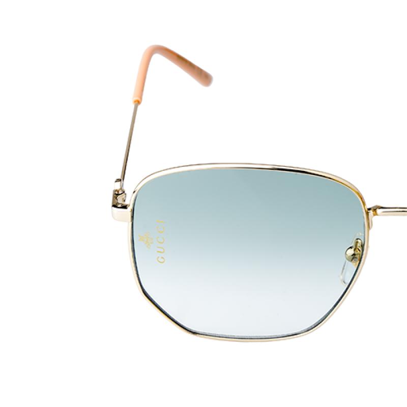 GUCCI Cross Choker Gradient Lenses Metallic Square Sunglasses Unisex Couples
