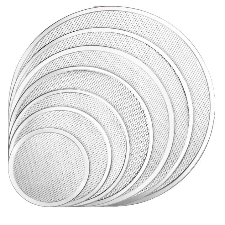 Thick Round Aluminum Pizza Pan Mesh, 8-20 Inch, for Commercial & Household Baking.