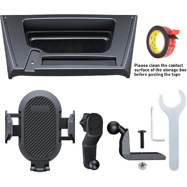 Kaishengyuan Upgraded Phone Mount For 2011-2017 Jeep Wrangler JK JKU, Multi-Mount Phone Holder Dash Tray Storage Box System Kit With Extension Arm