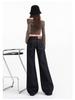 Women's Retro Low-Waist Deep Gray Blue Bell Bottom Jeans - Autumn/Winter Casual Slimming Narrow Leg Design