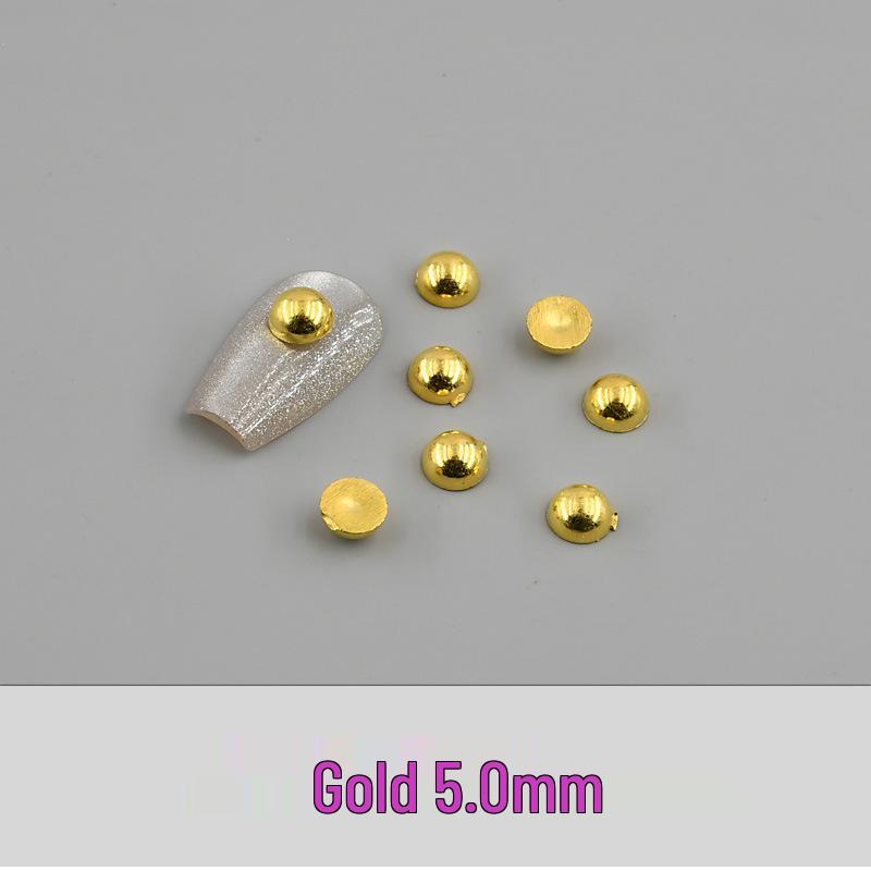 Mixed Mini Nail Art Pearls: Gold & Silver Half-Face Decorative Flat Bottom Pearl Accessories for DIY Nails