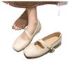 French fairy style Mary Jane shoes square toe shallow mouth 22 years spring and autumn new gentle leather shoes flat shoes