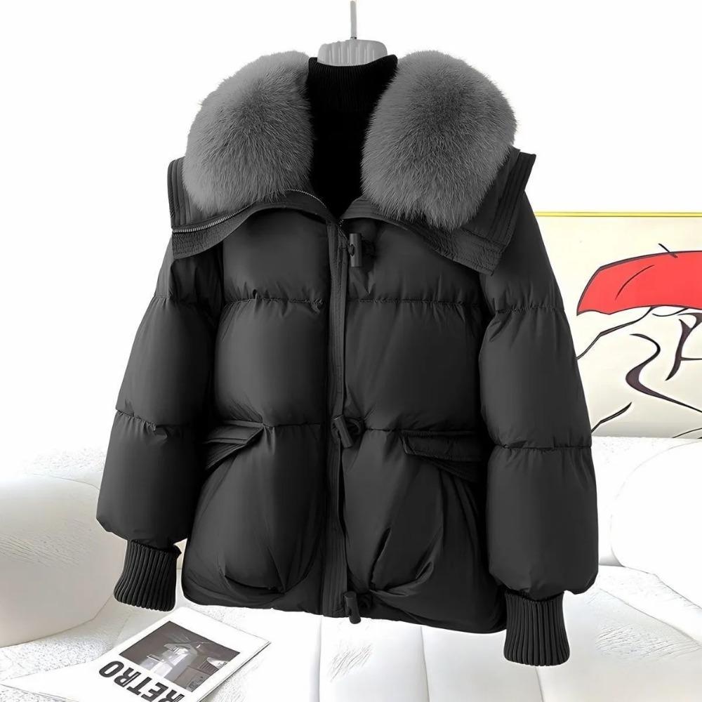 Women's Down Padded Jacket Winter Fashion Thickened Korean Version of The Short Loose Fur Collar Padded Jacket Padded Jacket