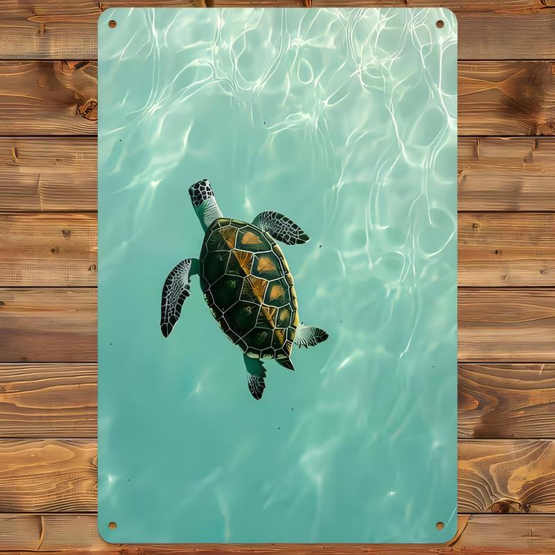 Tin Sign Sea Turtle Underwater Wave Ocean Nautical Metal Plaque Wall Art Vintage Beach Decor for Home Bar Pub Garage Poster Re
