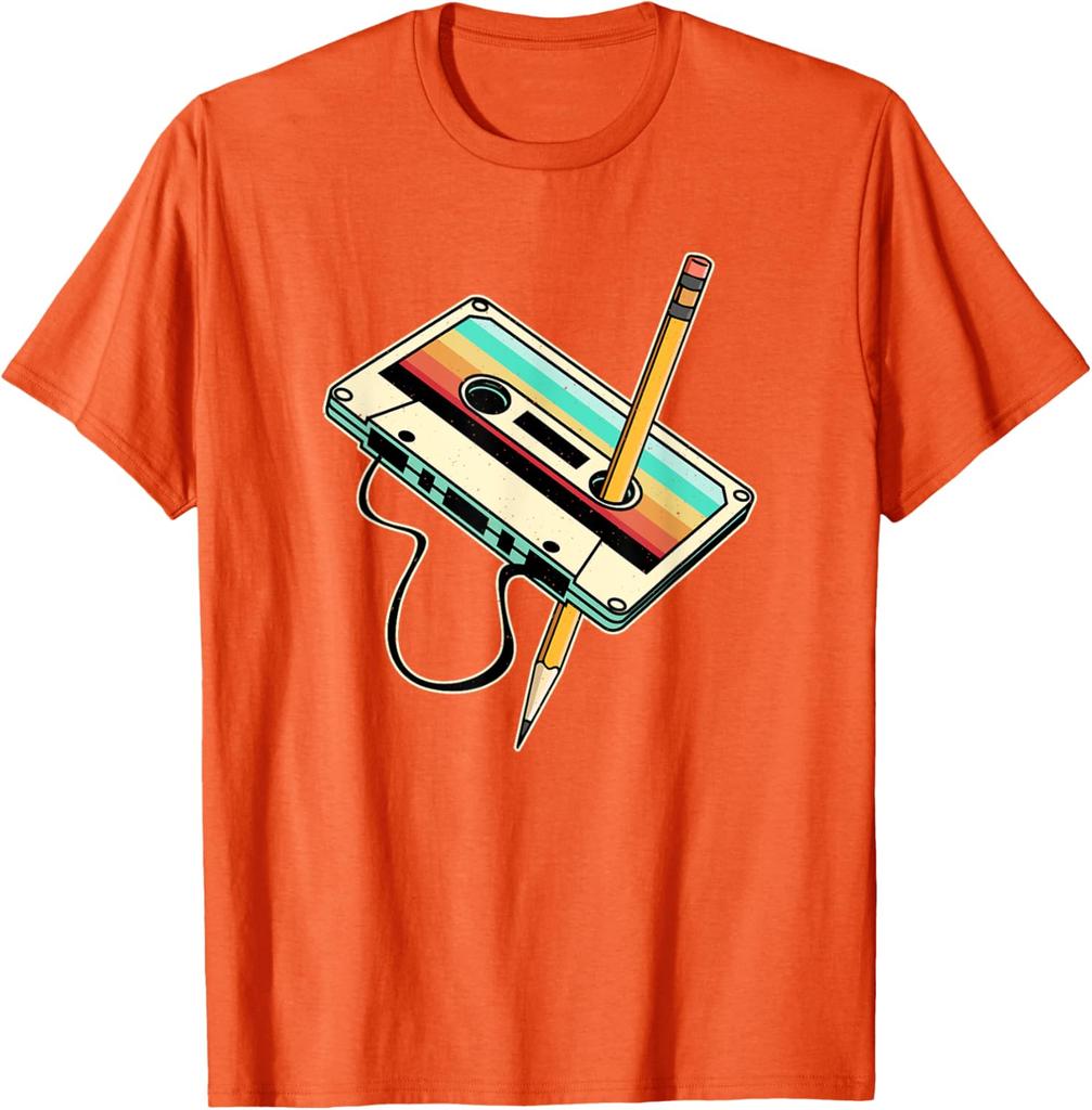 80s 90s Retro Party Costume Nostalgia Cassette TShirt Graphic Tee Unisex Casual Cotton TShirt