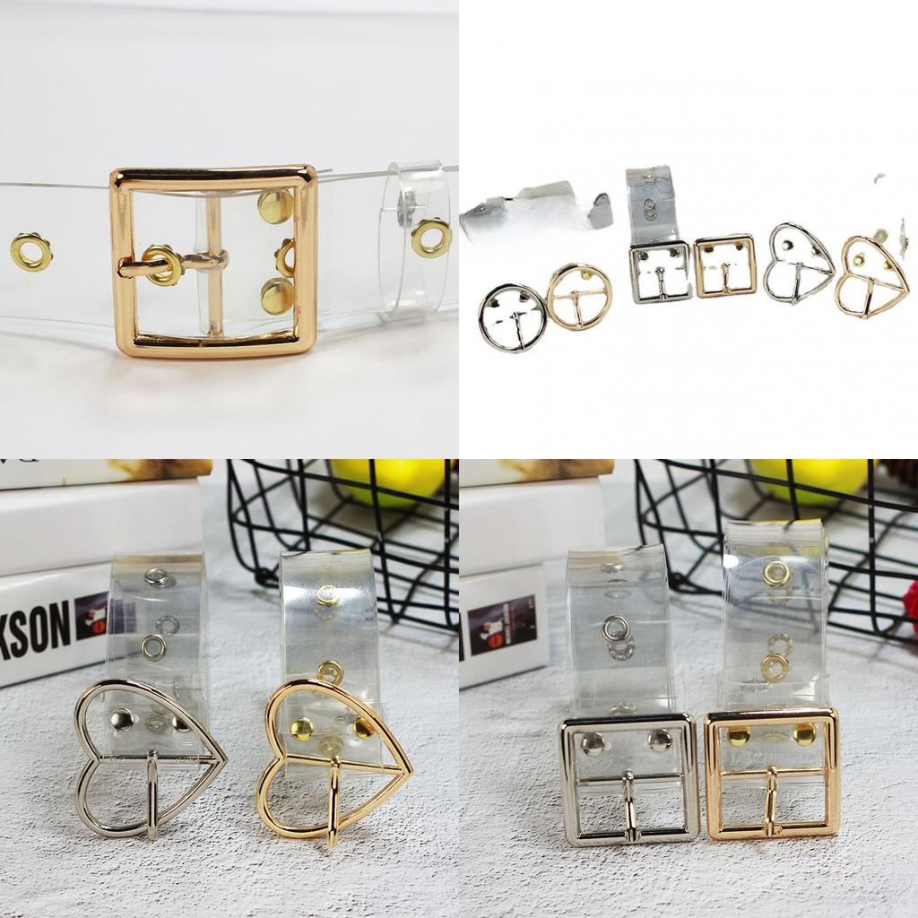 Womens Clear Resin Belt With Heart Or Circle Buckle For Casual Dressing And Student Style