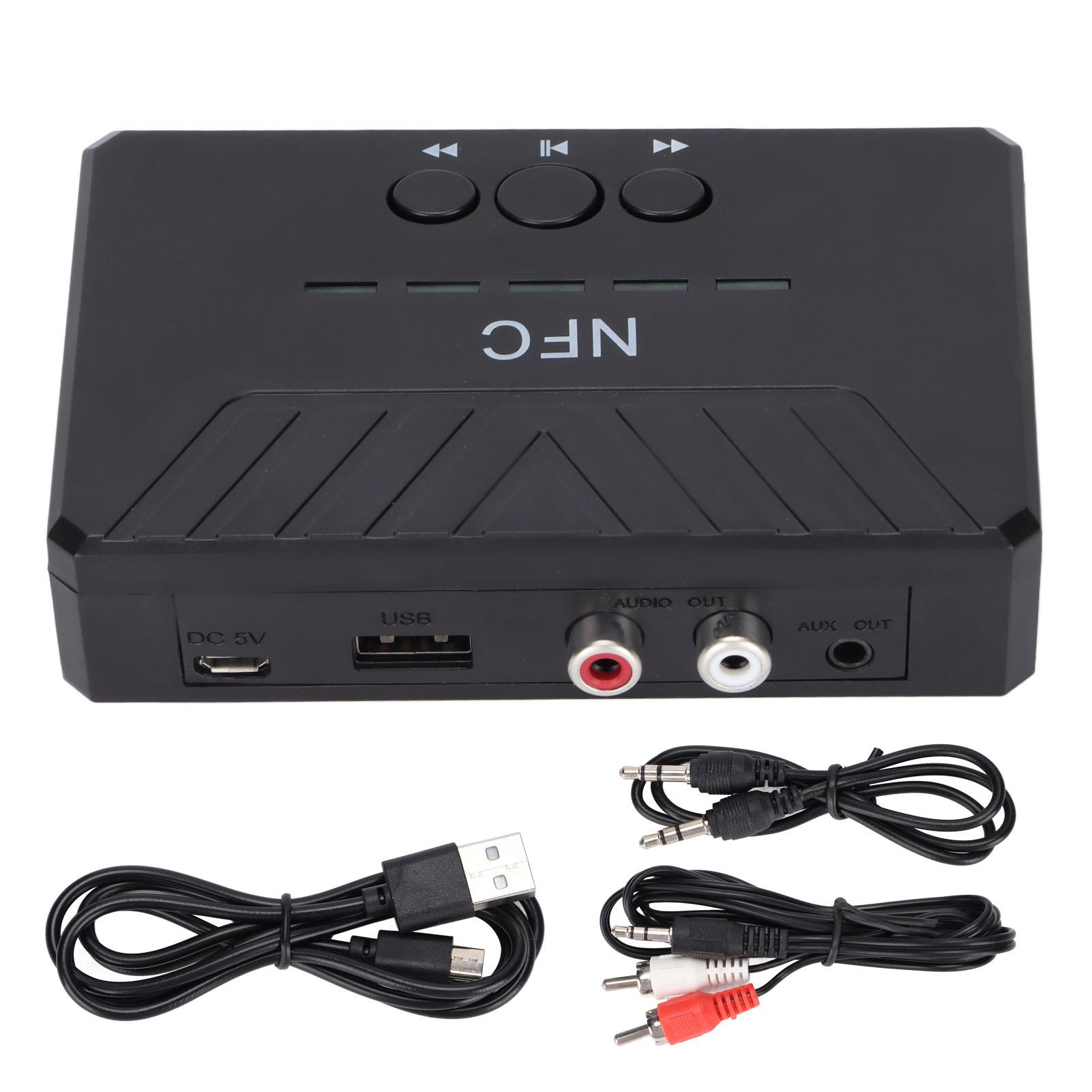 

NFC 5.0 Bluetooth Receiver USB Playback AUX Wireless Audio Adapter for Car Home Stereo