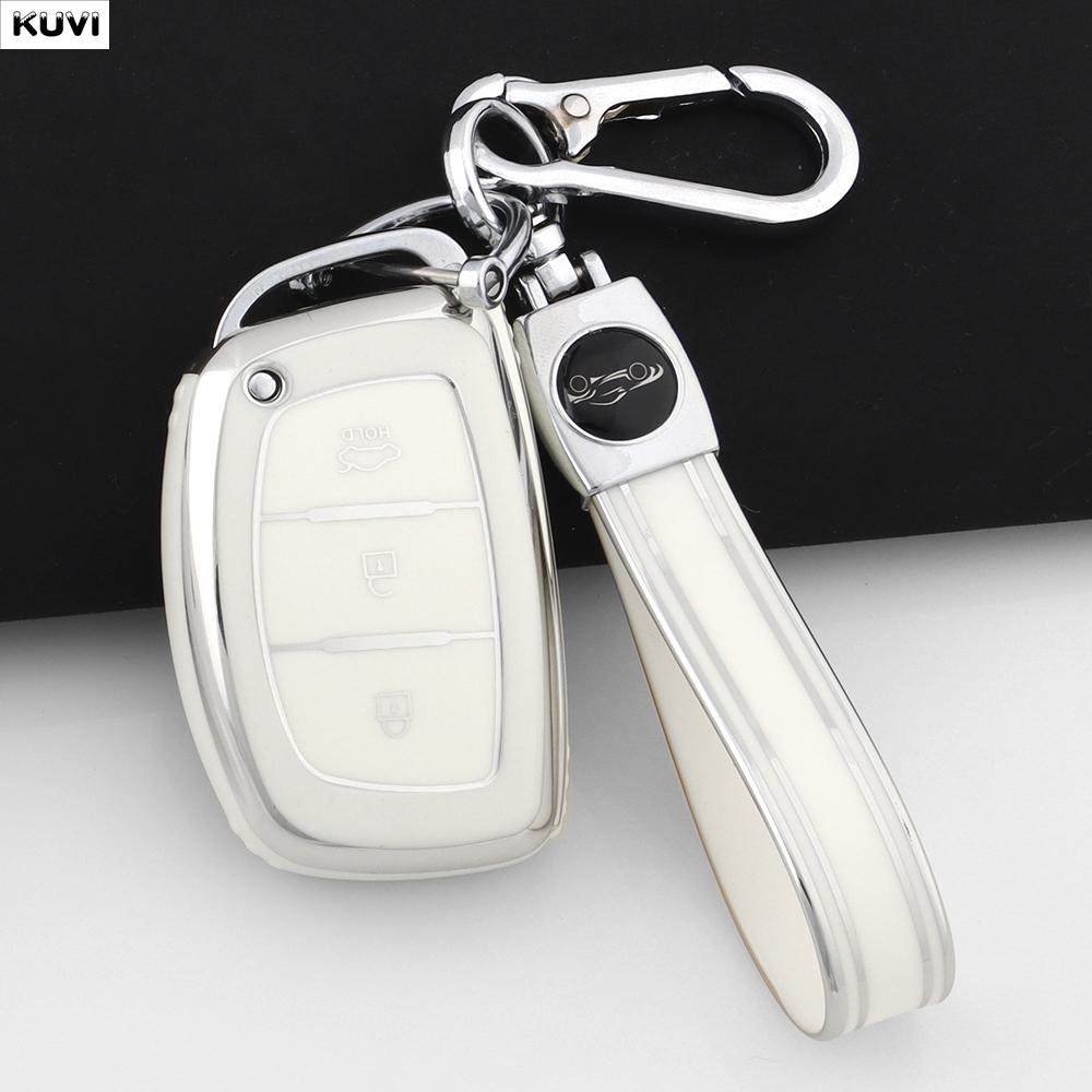 EEJQ9 Hot TPU Car Smart Key Case Cover For Hyundai Tucson Santa Fe Rena Sonata Elantra Creta Ix35 Ix45 I10 I30 I40 Keychain Holder Fob