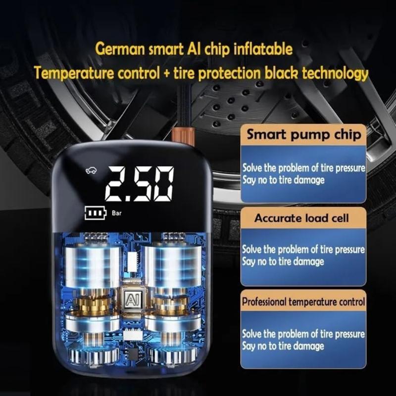 Portable Air Compressor Electric Car Pump Automatic MotorcyclesTire Inflator Digital Pressure Gauge Detect with LED Lamp