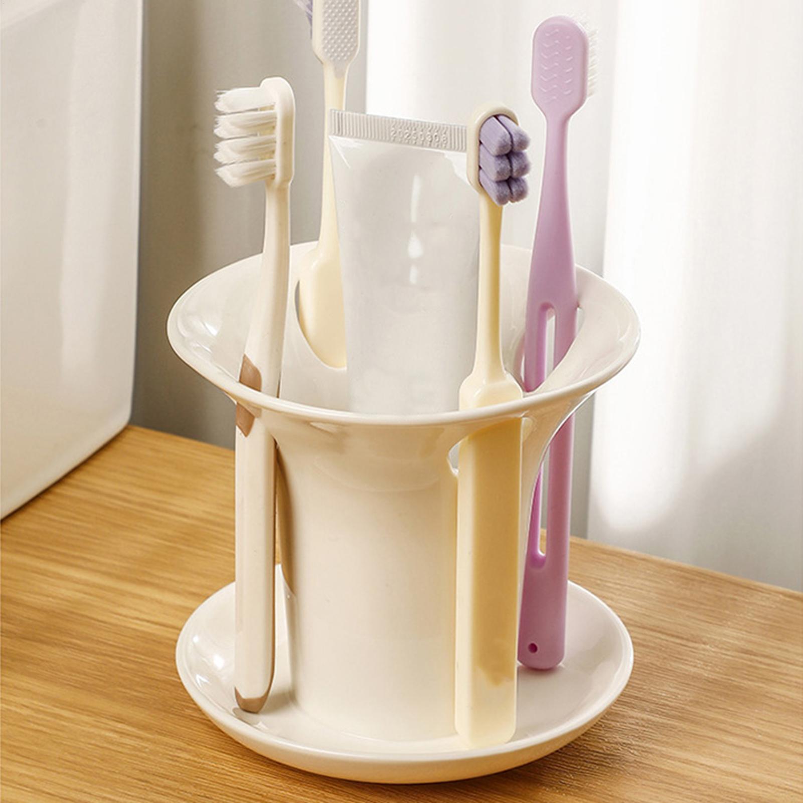 Two way magnetic Ceramic Toothbrush Holder Desktop Toothbrush suction inverted mouthwash cup Toiletries Rack Bathroom Accessory China Mainland
