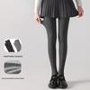 Women's Gray Velvet Leggings with Vertical Stripes – Slimming, Micro-Pressure, Stirrup Style for Autumn/Winter.