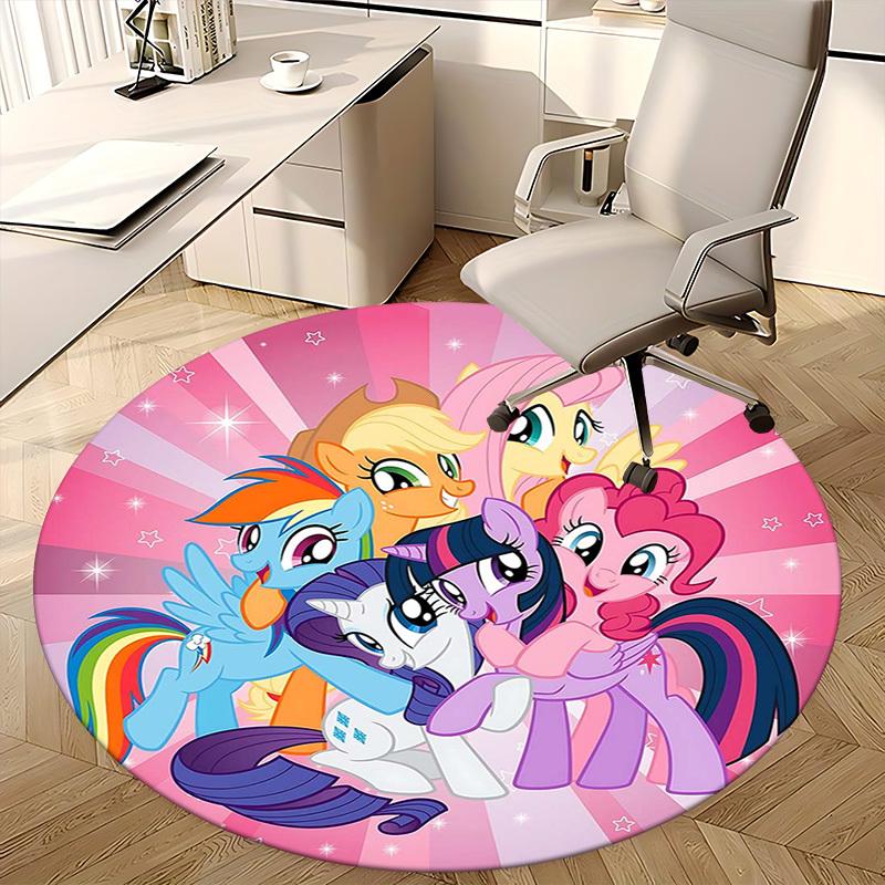1pc My Little Pony Friendship is Magic Round Carpet Anime Cartoon Design, Office Chair Mat, NonSlip Rug for Home Decor, Living Room, Bedroom