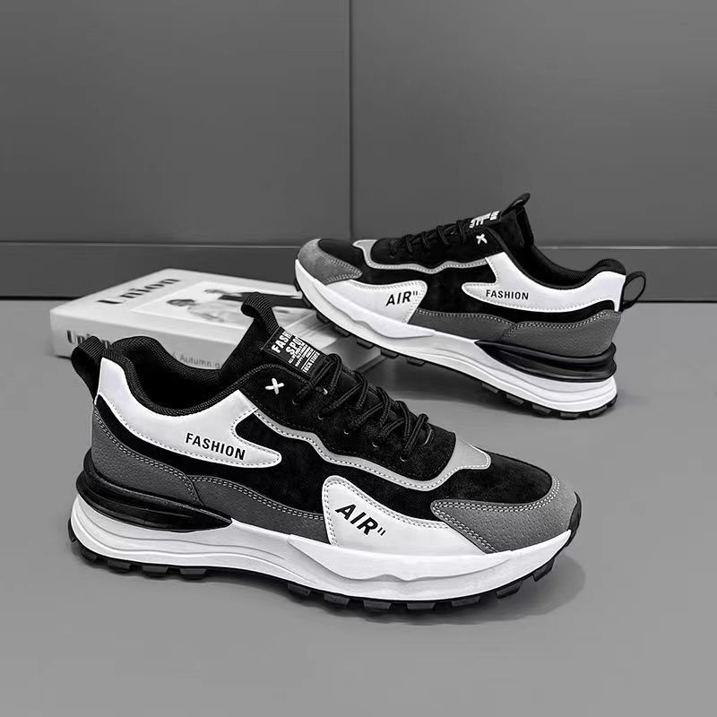 Men's Shoes New Spring and Autumn Casual Sports Shoes Leather Surface Non-slip Waterproof Work Running Trendy Shoes