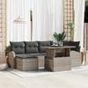 7-Piece Garden Sofa Set with Grey Poly Rattan Cushions, 2-Seater Garden Sofa with Storage & Cushions 3357412