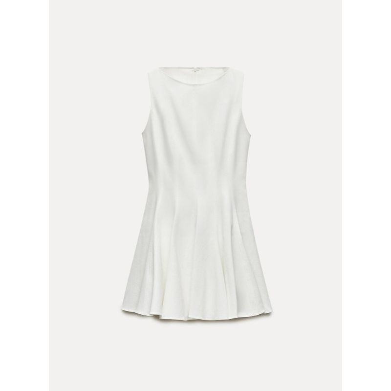 Za2024 Summer New Product Women's Clothes Solid Color Round Neck Sleeveless Waist-Tight Slim Looking Skating Dress 2989653 251