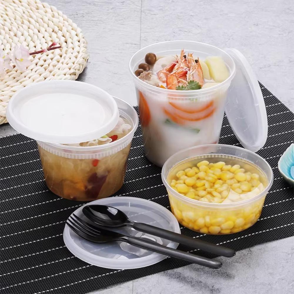 50Pcs BPA-Free Food Storage Container Round Dessert Cup Disposable Soup Cup  Commercial