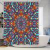 Mandala Shower Curtain Bohemian Bath Decor Bright Colors Extra Long Water Resistant 6 Hooks Included (59X72 Inches)