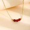 Vintage Necklace Featuring Natural Stone Adjustable Length Necklace Stainless Steel Texture Present for Women and Girl