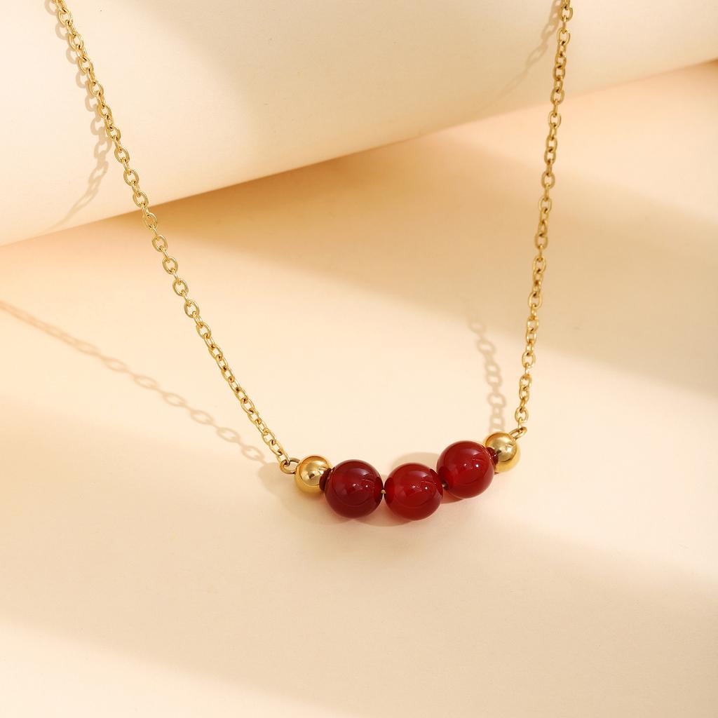 Vintage Necklace Featuring Natural Stone Adjustable Length Necklace Stainless Steel Texture Present for Women and Girl
