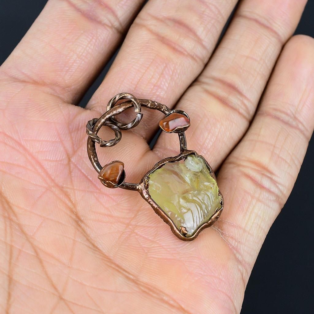 Citrine Jewelry, Copper Electroformed Pendant Handmade Gemstone Jewelry, Gifts For Wife Brand New Pendant
