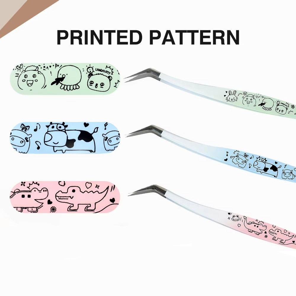 High Precision False Eyelash Tweezers Anti-static Eyelash Curler  Extensions Grafting