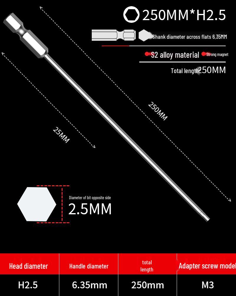 Hexagonal Driver Bit Extension for Screwdriver and Drill