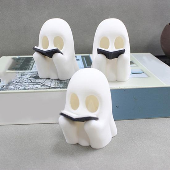 Halloween Ornament Cartoon Reading Ghost Pumpkin Shape Statue Waterproof Resin Figure Horror Themed Halloween Decor