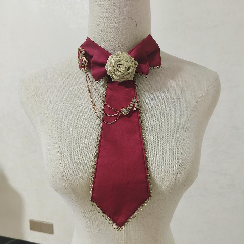 Gothic Lolita Style Cravate Rose Cross Bow Tie Retro Personality JK Uniform Accessories Punk Style Decorative Collar