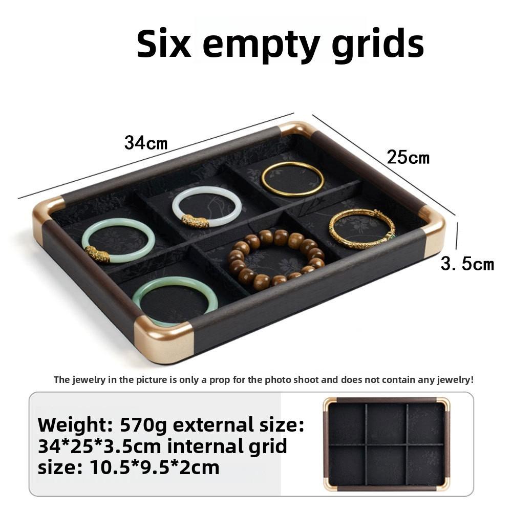Rounded-edge Jacquard Storage Tray with Wood Texture, Viewing Plate for Jadeite, Gems and Assorted Ornaments