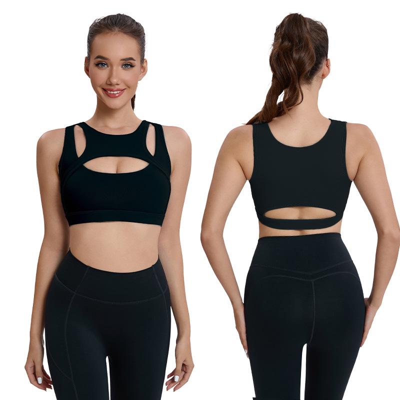 European & American Shockproof Sports Bra - Women's Large Bust Yoga & Fitness Vest with Hollow Design