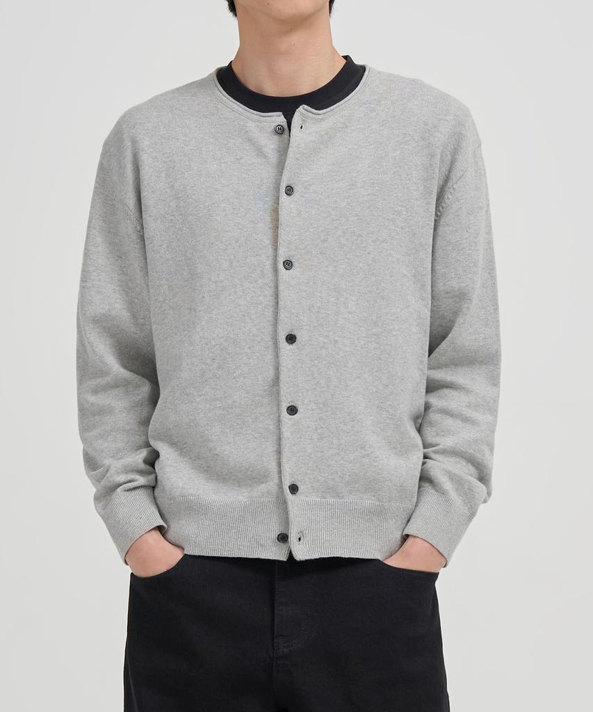 Toffee Cutoff Round Neck Cardigan (Grey)