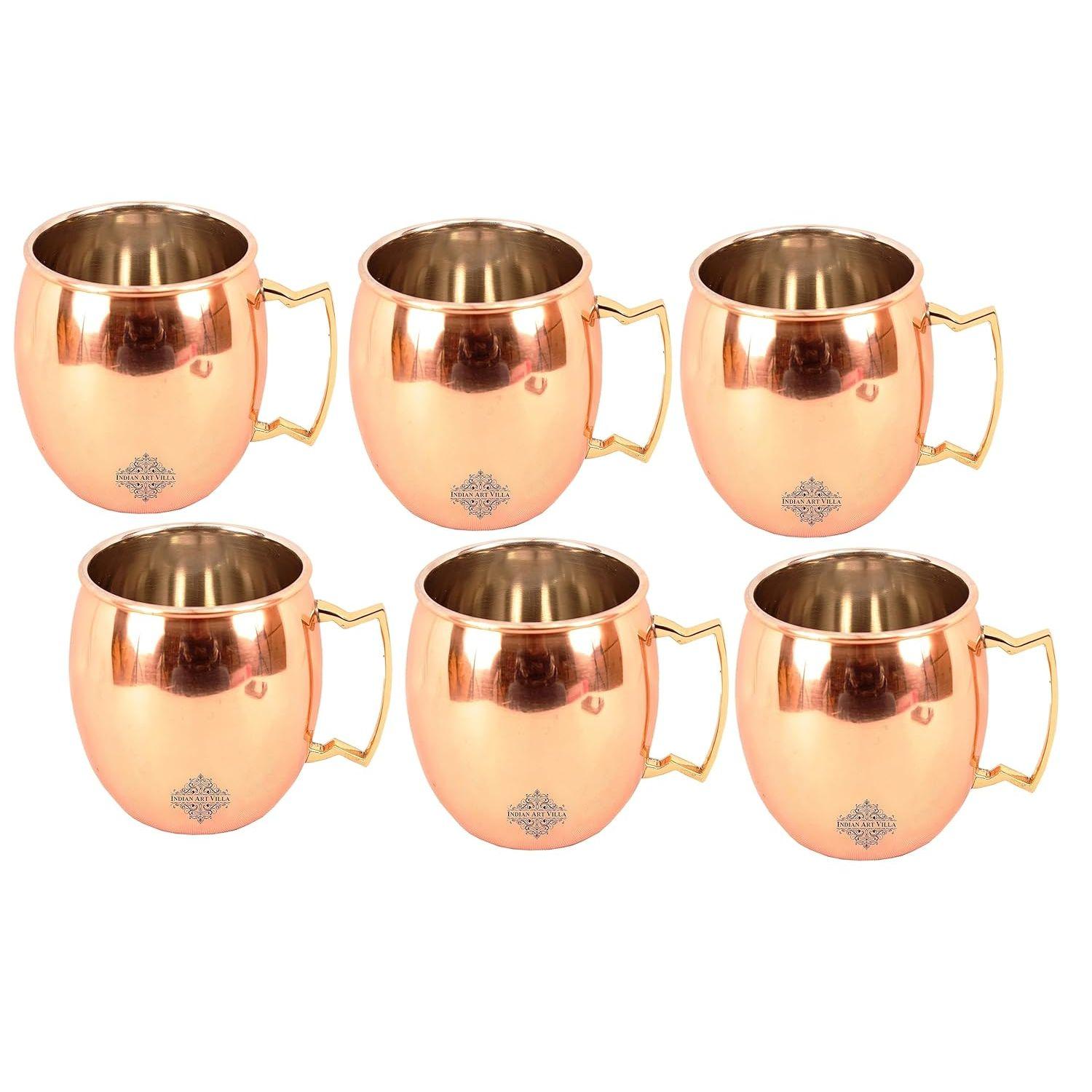 

Кружка для пива Moscow Mule из чистой меди, круглой формы, простого дизайна, объем - 530 мл, набор из 6 штук