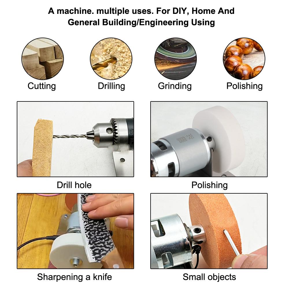 Motor de slefuire Mașină de slefuit dublăMașină de artefact Mini roată de șlefuit electrică Piatră de șlefuit Micro polizare grosieră și fină