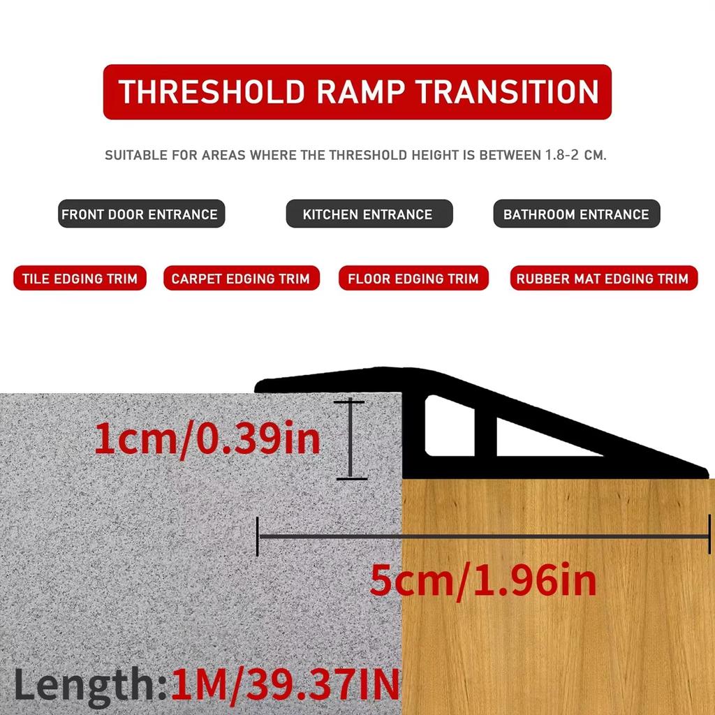 1PC 1M/39.37Inch Self Adhesive Floor Transition Strip Transitiodhesive Floor,PVC Carpet Edging Strip Doorway Edge Trim,Sealing
