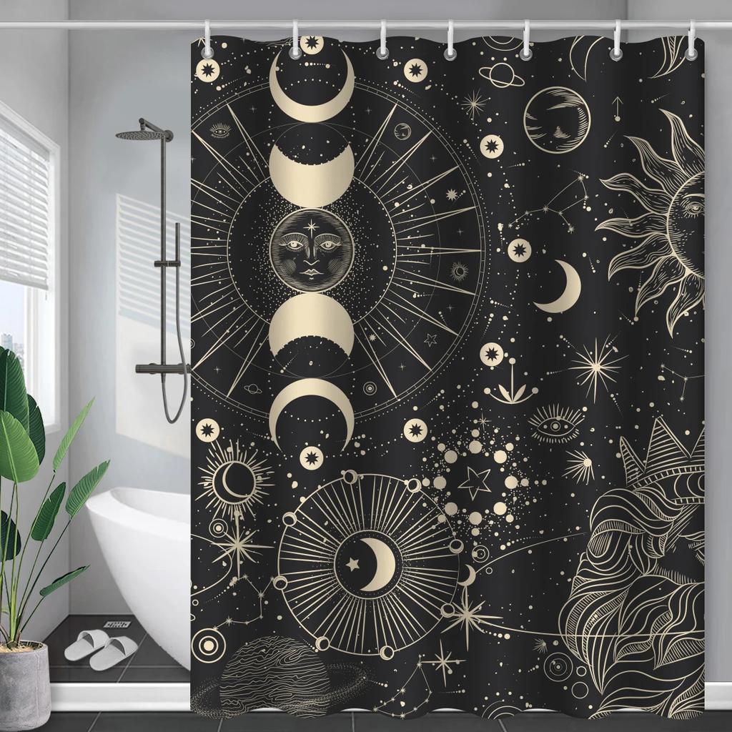 Constellation Fabric Shower Bath Curtain Blush Sun And Moon Phrase Modern Abstract Mysticism Waterproof Bathroom Accessories
